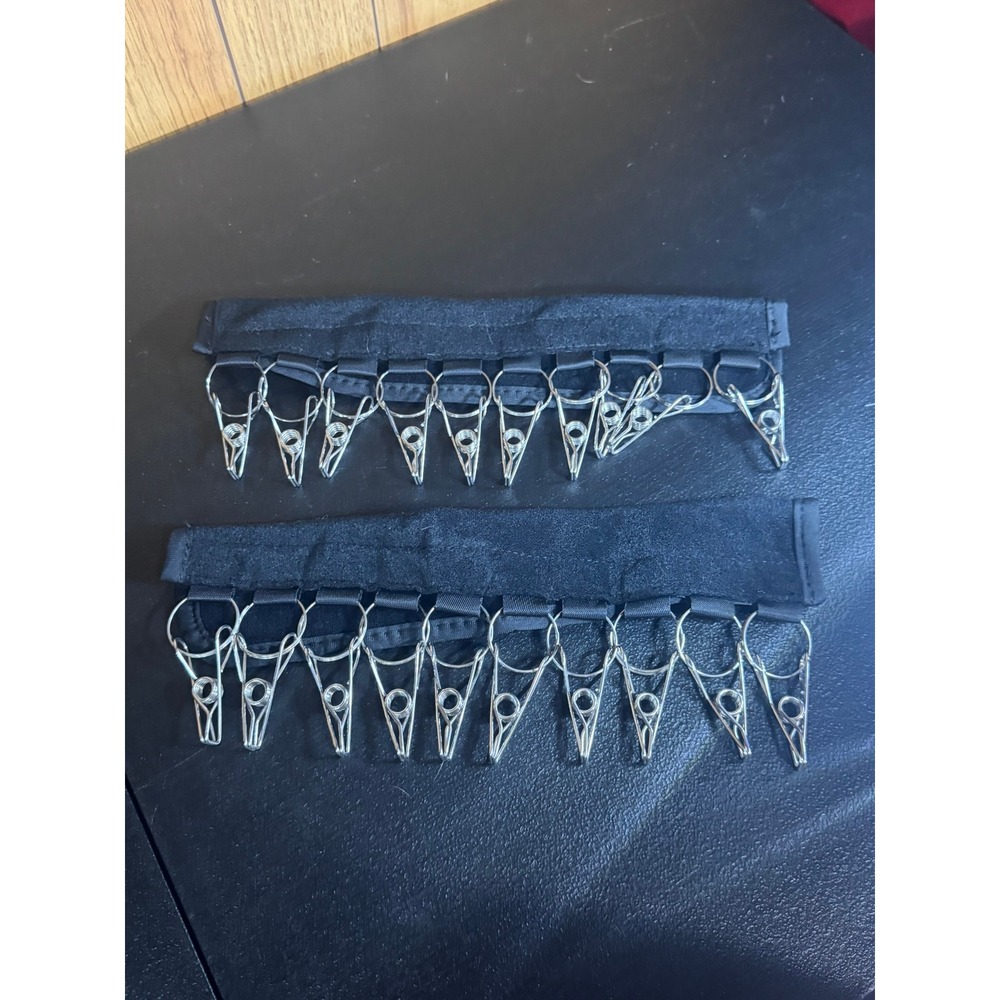 Set of 2 Black Fabric Hat Rack Organizers with 10 Metal Clips Each for Hangers